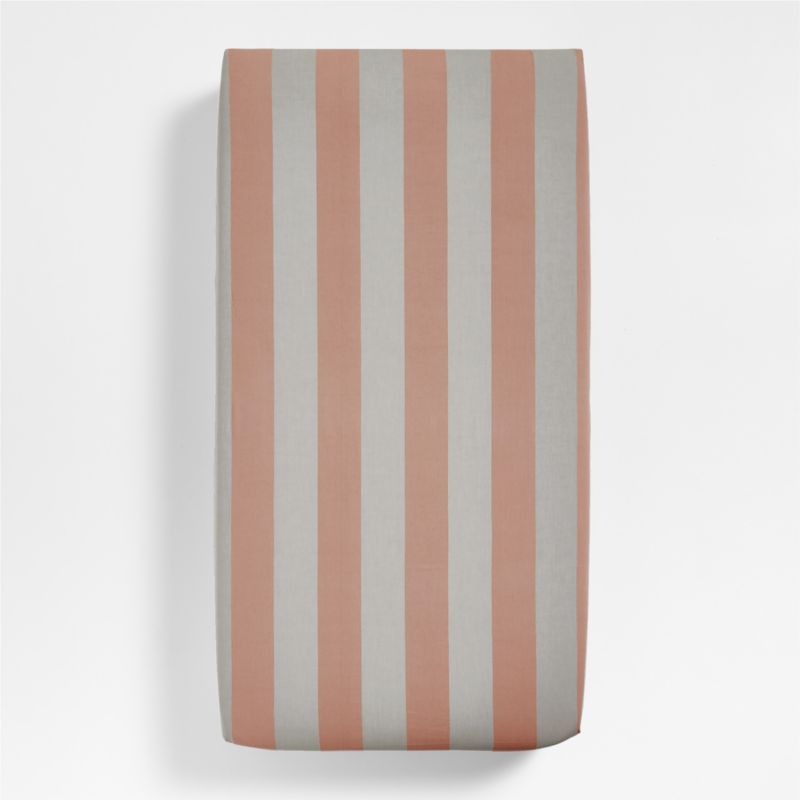 Riviera Terracotta Pink Stripe Organic Cotton Baby Crib Fitted Sheet