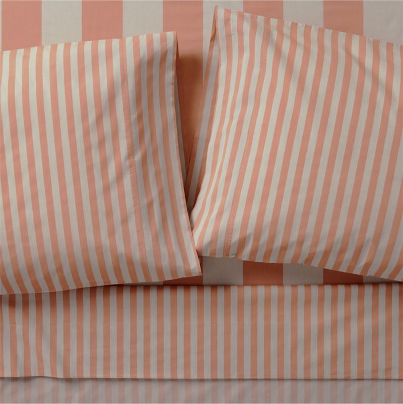 Riviera Terracotta Pink Stripe Organic Cotton Kids Twin Sheet Set