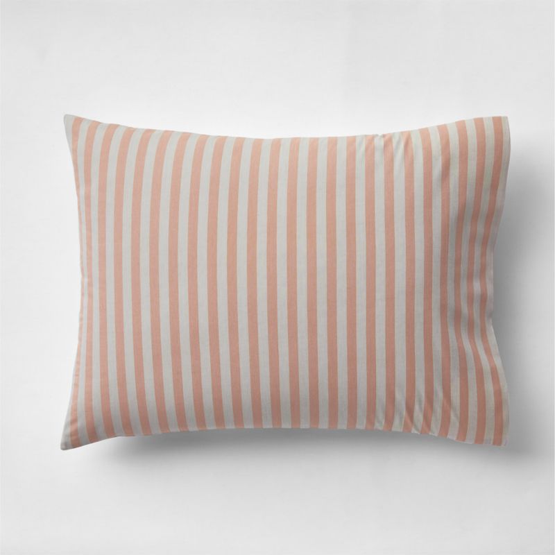 Riviera Terracotta Pink Reversible Stripe Organic Cotton Kids Pillow Sham