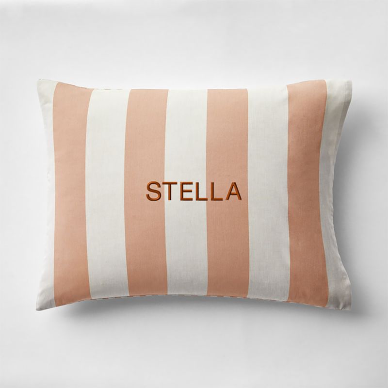 Riviera Terracotta Pink Reversible Stripe Organic Cotton Kids Pillow Sham