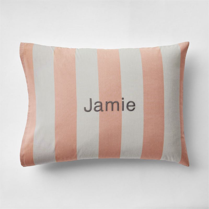 Riviera Terracotta Pink Reversible Stripe Organic Cotton Kids Pillow Sham