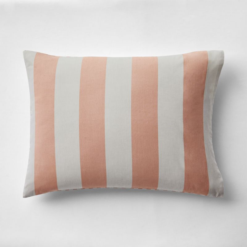 Riviera Terracotta Pink Reversible Stripe Organic Cotton Kids Pillow Sham