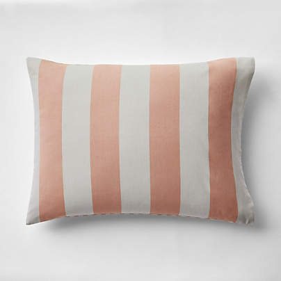 Riviera Terracotta Pink and Oatmeal Reversible Stripe Organic Cotton Kids Pillow Sham