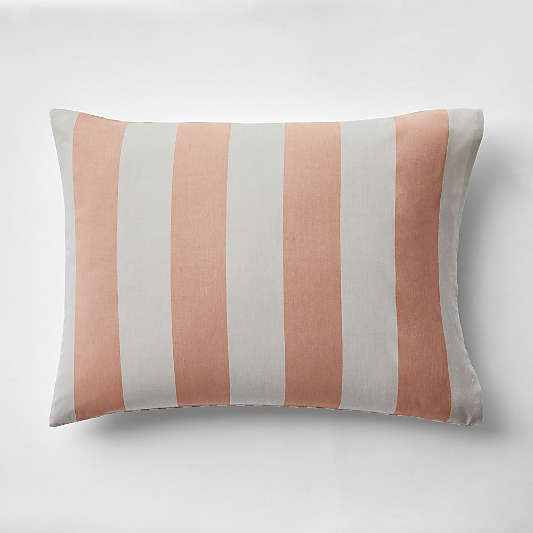 Riviera Terracotta Pink and Oatmeal Reversible Stripe Organic Cotton Kids Pillow Sham