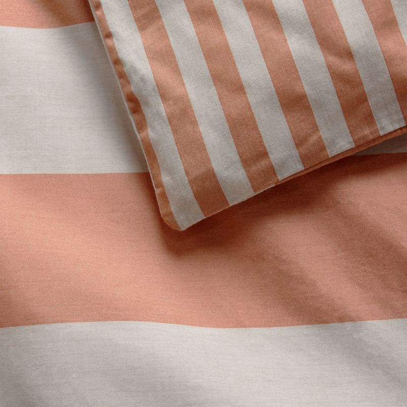 Riviera Terracotta Pink Reversible Stripe Organic Cotton Reversible Toddler Duvet Cover