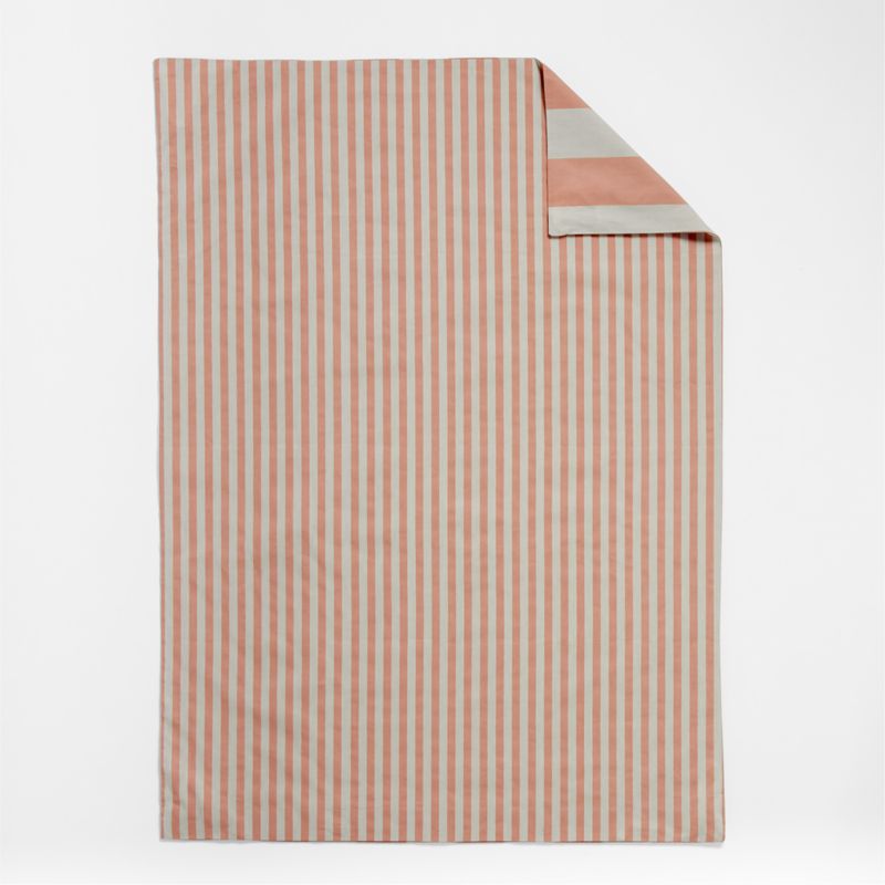 Riviera Terracotta Pink Reversible Stripe Organic Cotton Reversible Toddler Duvet Cover