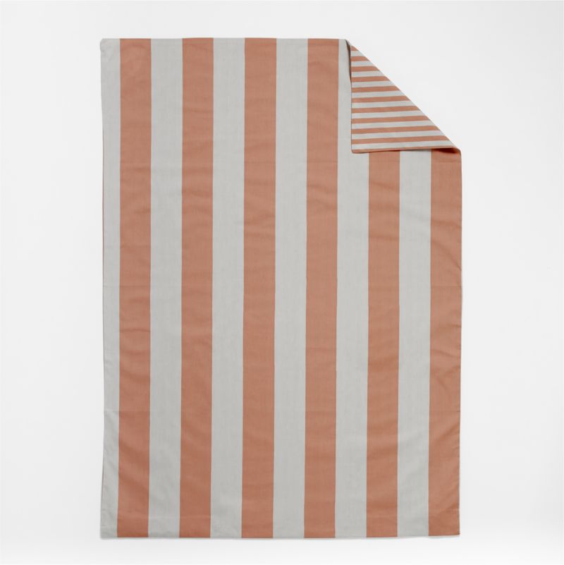 Riviera Terracotta Pink Reversible Stripe Organic Cotton Reversible Toddler Duvet Cover