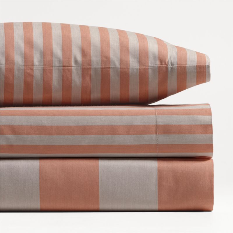 Riviera Terracotta Pink Stripe Organic Cotton Toddler Sheet Set