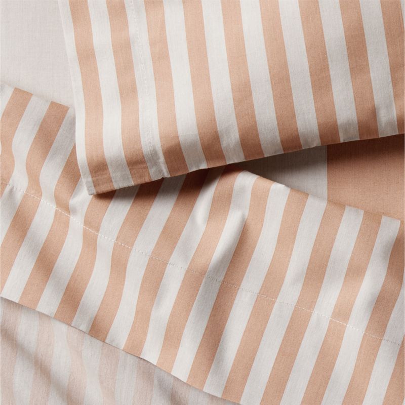 Riviera Terracotta Pink Stripe Organic Cotton Toddler Sheet Set