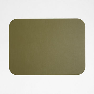 View Rizzo Easy Care Faux Leather Reversible Desert Green and Light Brown Rectangular Placemat details