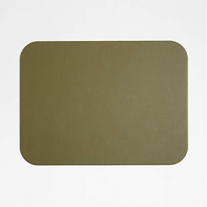 Rizzo Easy Care Faux Leather Reversible Desert Green and Light Brown Rectangular Placemat