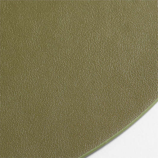 Rizzo Easy Care Faux Leather Reversible Desert Green and Light Brown Round Placemat