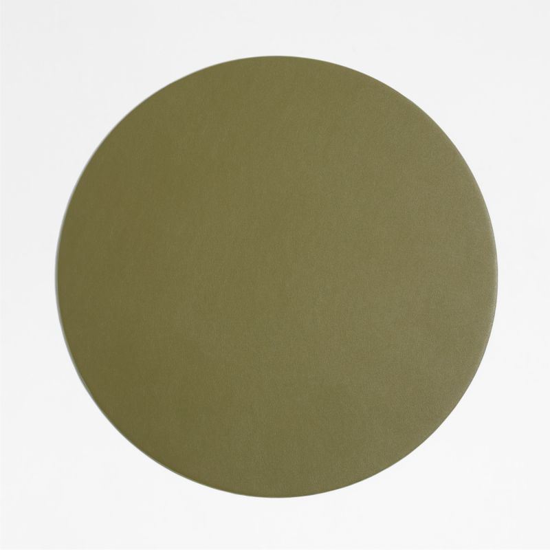 Rizzo Easy Care Faux Leather Reversible Desert Green and Light Brown Round Placemat - image 0 of 4