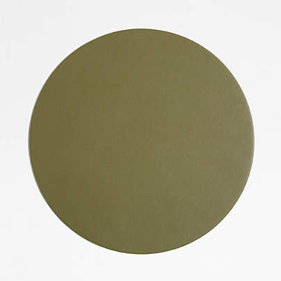 Rizzo Easy Care Faux Leather Reversible Desert Green and Light Brown Round Placemat