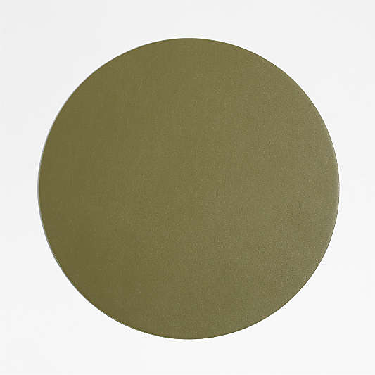 Rizzo Easy Care Faux Leather Reversible Desert Green and Light Brown Round Placemat