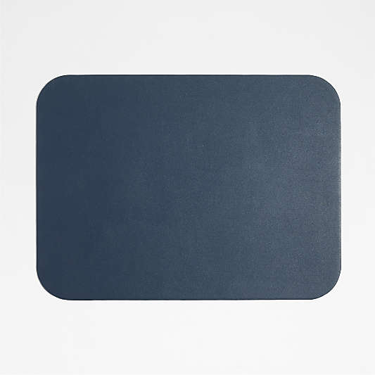 Rizzo Easy Care Faux Leather Reversible Navy and Natural Rectangular Placemat