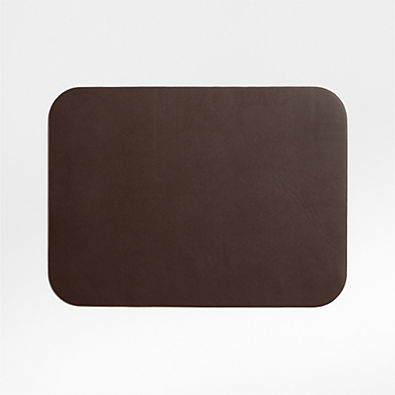 View Rizzo Textured Easy Care Faux Leather Deep Brown Rectangular Placemat details