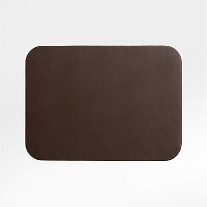 Rizzo Textured Easy Care Faux Leather Deep Brown Rectangular Placemat