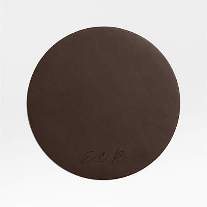 Rizzo Textured Easy Care Faux Leather Deep Brown Round Placemat