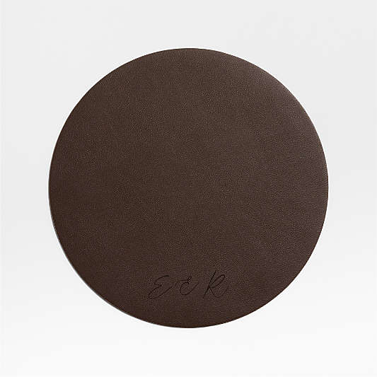 Rizzo Textured Easy Care Faux Leather Deep Brown Round Placemat