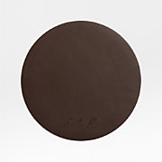 Rizzo Textured Easy Care Faux Leather Deep Brown Round Placemat
