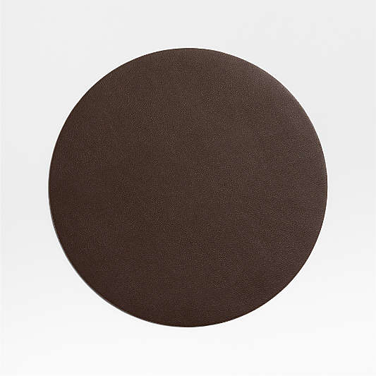 Rizzo Textured Easy Care Faux Leather Deep Brown Round Placemat