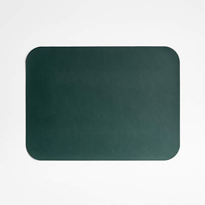 Rizzo Faux Leather Easy Care Reversible Rectangular Green Placemat
