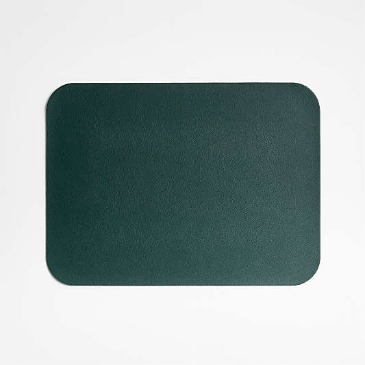 Rizzo Faux Leather Easy Care Reversible Rectangular Green Placemat