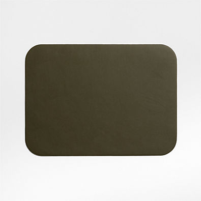 View Rizzo Textured Easy Care Faux Leather Garden Green Rectangular Placemat details