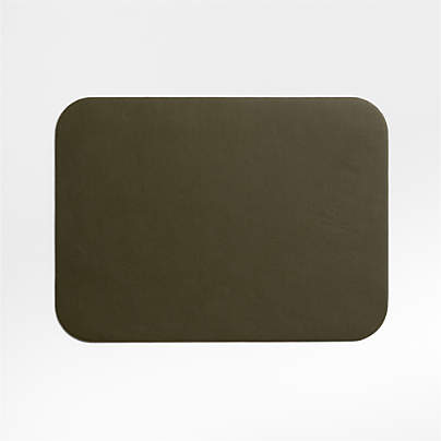 Rizzo Textured Easy Care Faux Leather Garden Green Rectangular Placemat