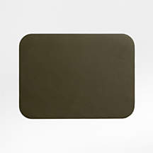 Personalized | Rizzo Textured Easy Care Faux Leather Garden Green Rectangular Placemat + Reviews | Crate & Barrel