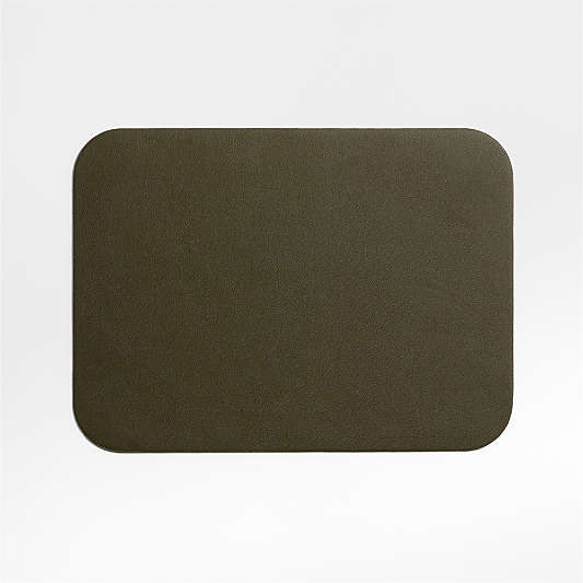Rizzo Textured Easy Care Faux Leather Garden Green Rectangular Placemat