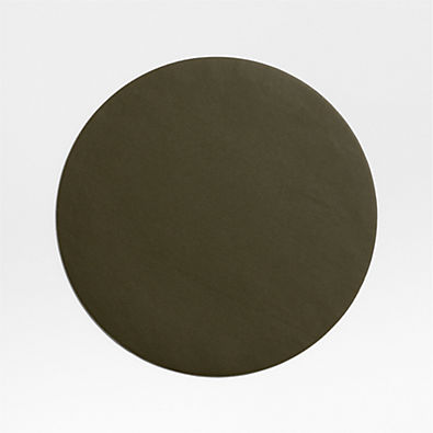 View Rizzo Textured Easy Care Faux Leather Garden Green Round Placemat details