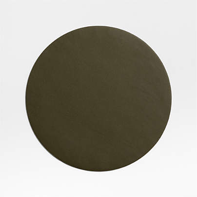Rizzo Textured Easy Care Faux Leather Garden Green Round Placemat