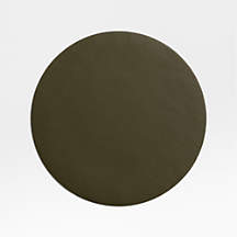 Rizzo Textured Easy Care Faux Leather Garden Green Round Placemat + Reviews | Crate & Barrel