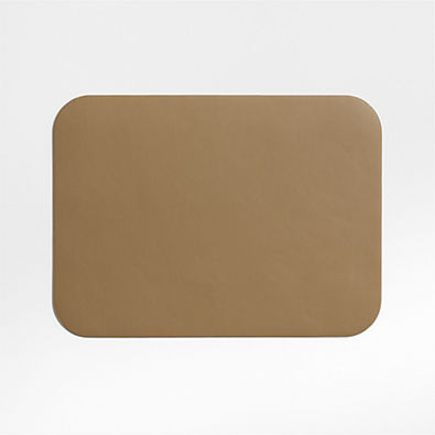 View Rizzo Textured Easy Care Faux Leather Mushroom Rectangular Placemat details