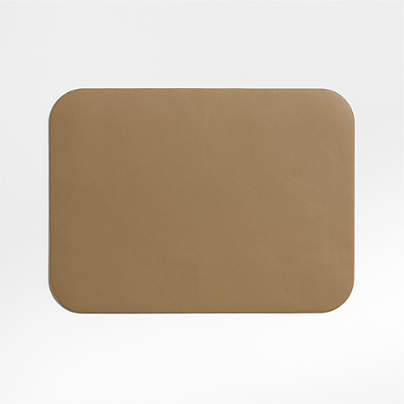 Rizzo Textured Easy Care Faux Leather Mushroom Rectangular Placemat