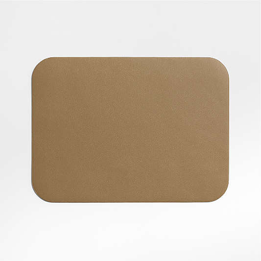 Rizzo Textured Easy Care Faux Leather Mushroom Rectangular Placemat