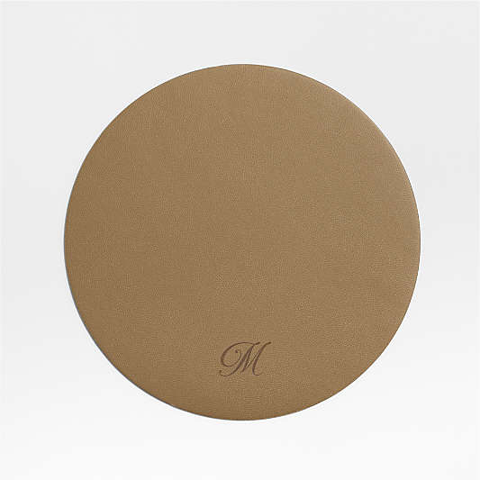 Rizzo Textured Easy Care Faux Leather Mushroom Round Placemat