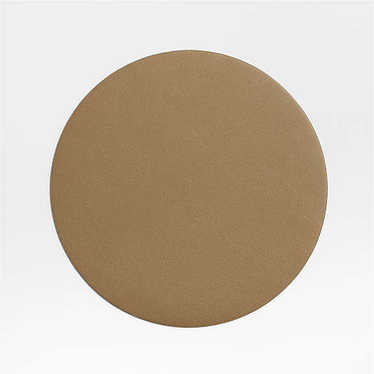 Rizzo Textured Easy Care Faux Leather Mushroom Round Placemat