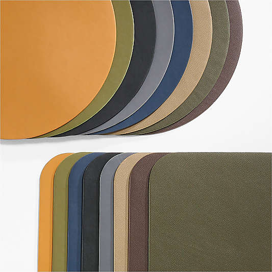 Rizzo Round Reversible Ochre Faux Leather Placemat