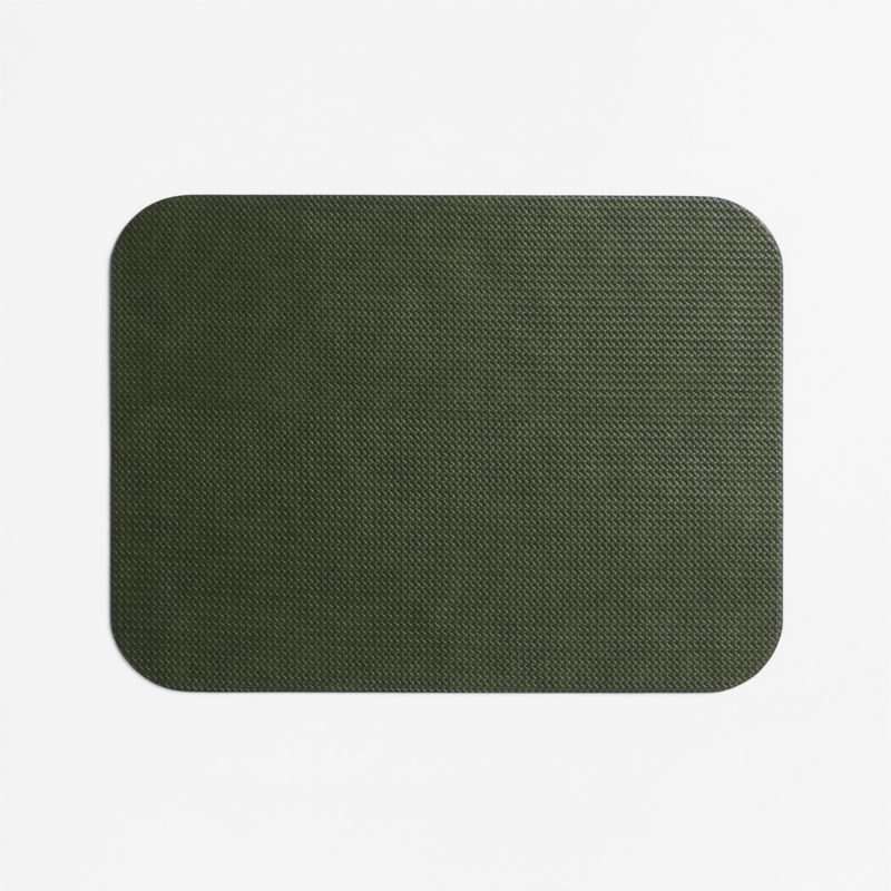 Rizzo Rectangle Basketweave Faux Leather Easy Care Navy-Green Placemat - image 1 of 3