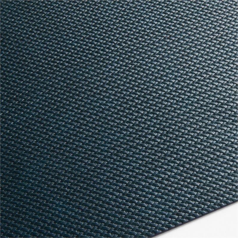 Rizzo Rectangle Basketweave Faux Leather Easy Care Navy-Green Placemat - image 2 of 3