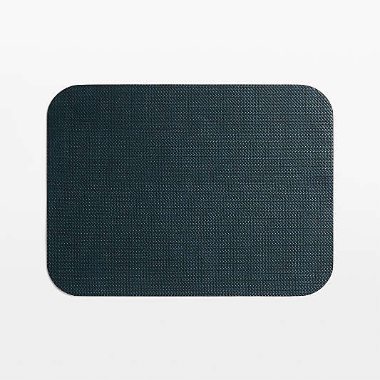 Rizzo Rectangle Basketweave Faux Leather Easy Care Navy-Green Placemat