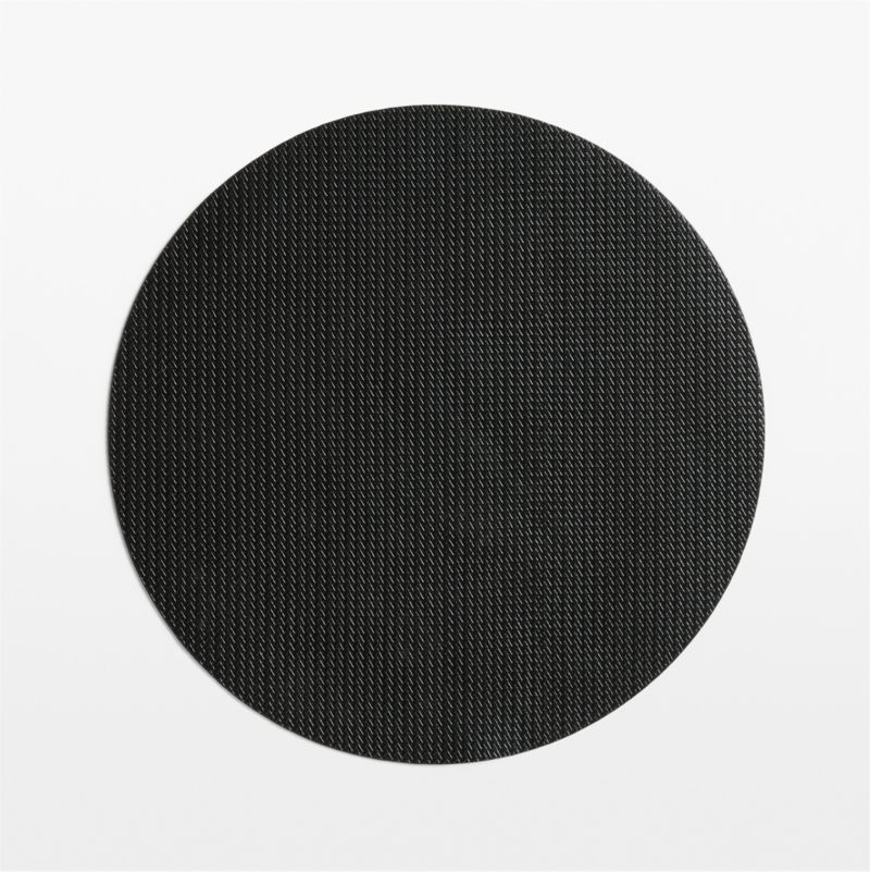 Rizzo Round Basketweave Faux Leather Easy Care Brown-Black Placemat - image 1 of 3