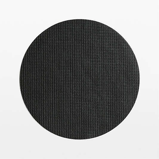Rizzo Round Basketweave Faux Leather Easy Care Brown-Black Placemat