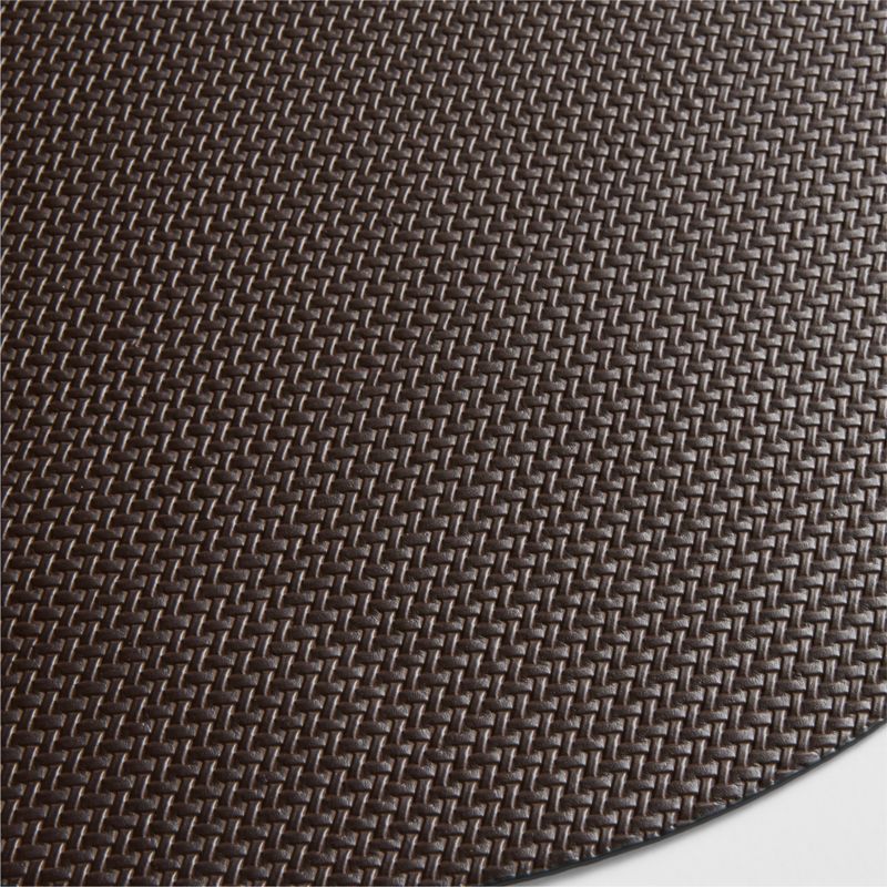 Rizzo Round Basketweave Faux Leather Easy Care Brown-Black Placemat - image 2 of 3