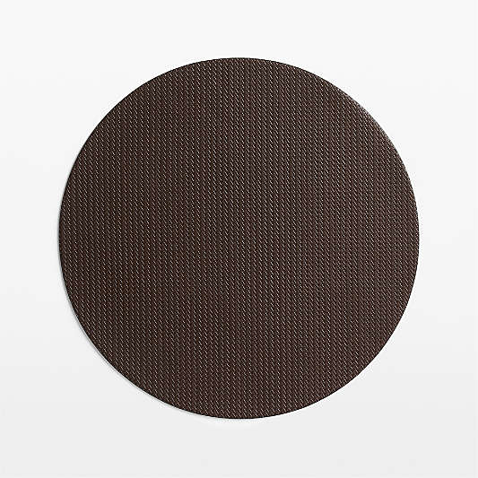 Rizzo Round Basketweave Faux Leather Easy Care Brown-Black Placemat