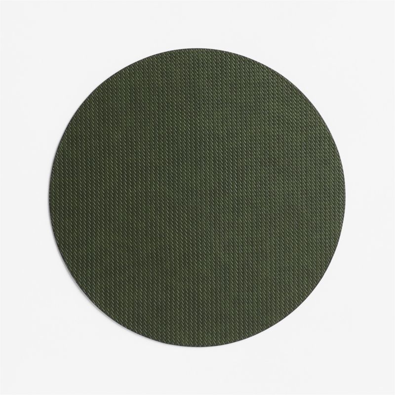 Rizzo Round Basketweave Faux Leather Easy Care Navy-Green Placemat - image 1 of 3