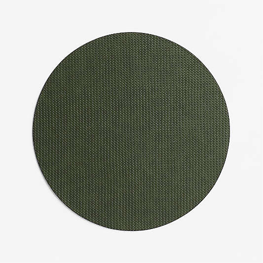 Rizzo Round Basketweave Faux Leather Easy Care Navy-Green Placemat